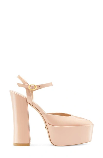 Stuart Weitzman Skyhigh Metallic Ankle-strap Platform Pumps In Poudre