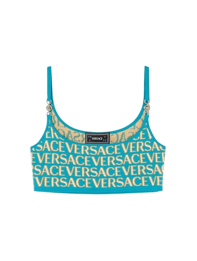 Shop Versace Knit Top  All Over In Blue