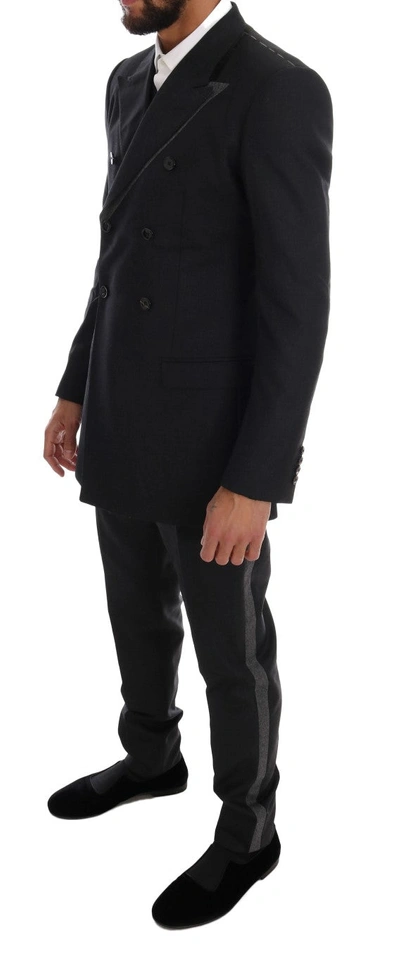 Shop Dolce & Gabbana Gray Wool Double Breasted 3 Piece Men's Suit