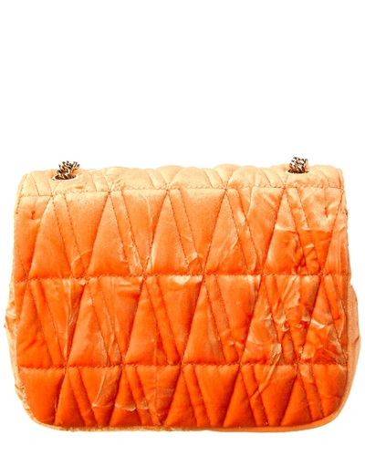 Shop Versace Virtus Quilted Velvet Shoulder Bag In Orange