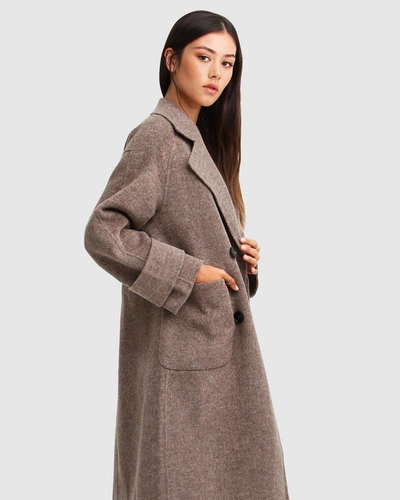Shop Belle & Bloom Rumour Has It Oversized Wool Blend Coat In Brown