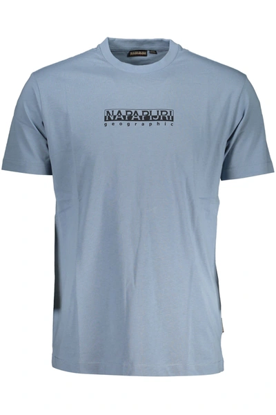 Shop Napapijri Light Blue Cotton Men's T-shirt