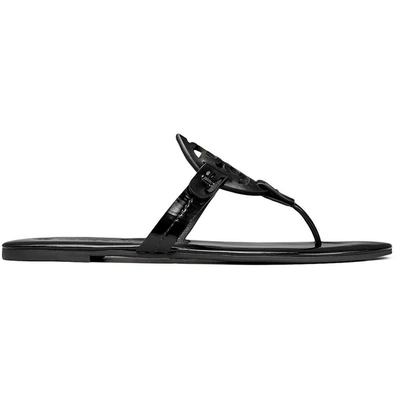 Shop Tory Burch Miller Womens Patent Leather Thong Slide Sandals In Multi