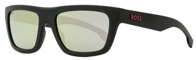 Shop Hugo Boss Men's World Cup Sunglasses B1450s 0vkdc Matte Black/blue 57mm In Multi