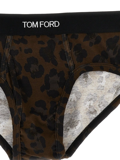 Shop Tom Ford Animal-print Logo Briefs Underwear, Body Multicolor