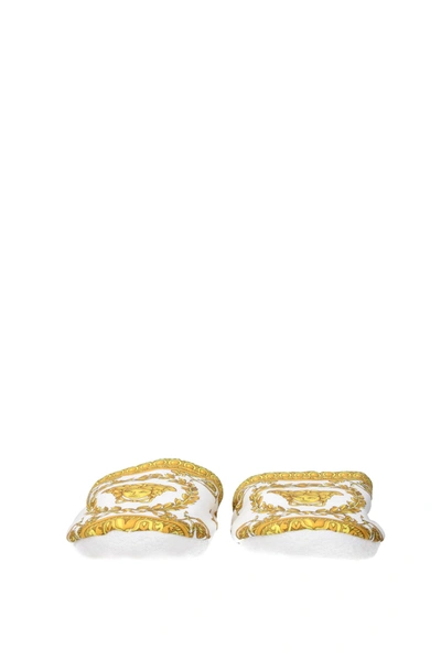 Shop Versace Slippers And Clogs Fabric White Gold