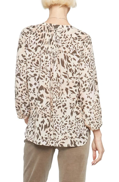 Shop Nydj High-low Crepe Blouse In Tupelo Cat