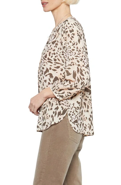 Shop Nydj High-low Crepe Blouse In Tupelo Cat