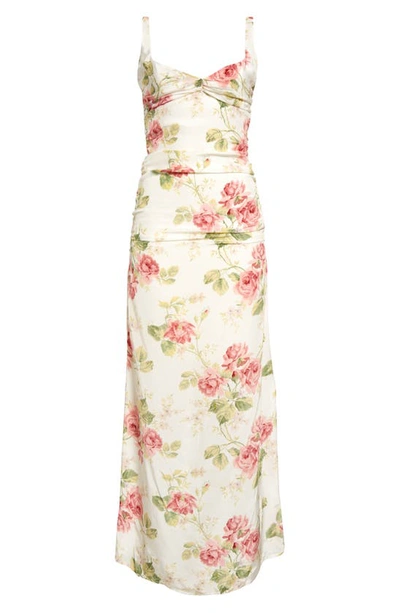 Shop Bytimo Floral Satin Maxi Dress In Rose Bouquet