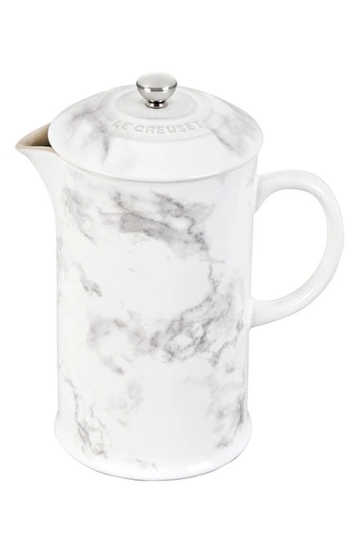 Shop Le Creuset Stoneware French Press In White Marble