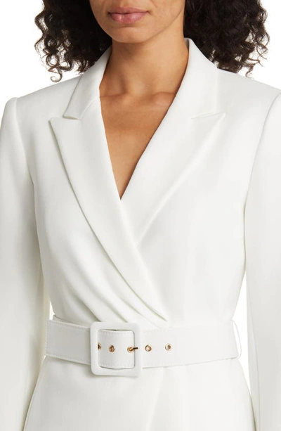 Tahari Asl Nested Belted Jacket And Skirt In Ivory
