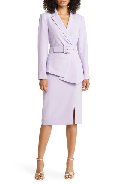 Tahari Asl Belted Wrap Skirt Suit In Lilac | ModeSens