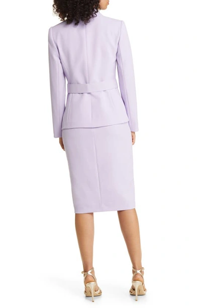 Tahari Asl Belted Wrap Skirt Suit In Lilac
