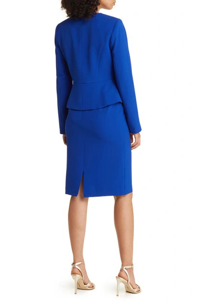 Tahari Asl Zipper Jacket Skirt Suit In Cobalt
