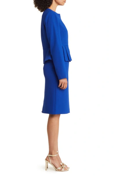 Tahari Asl Zipper Jacket Skirt Suit In Cobalt