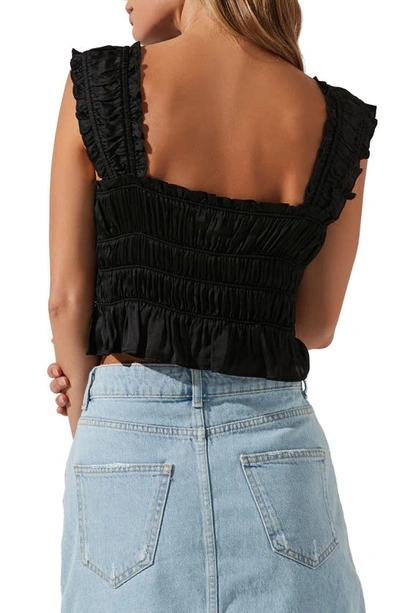 Astr Rosita Shirred Crop Top In Black
