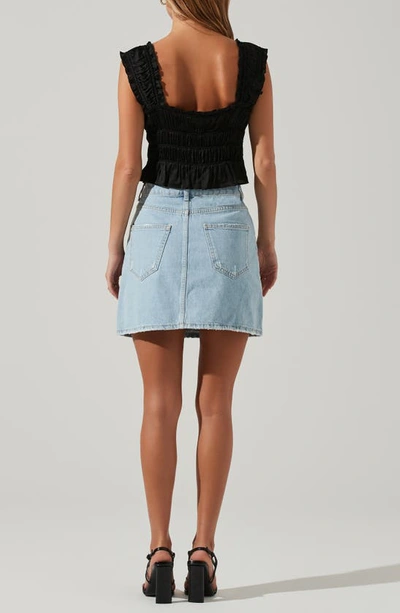 Astr Rosita Shirred Crop Top In Black