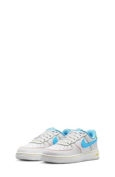 Shop Nike Kids' Air Force 1 Lv8 Sneaker In White/ Baltic Blue/ Green
