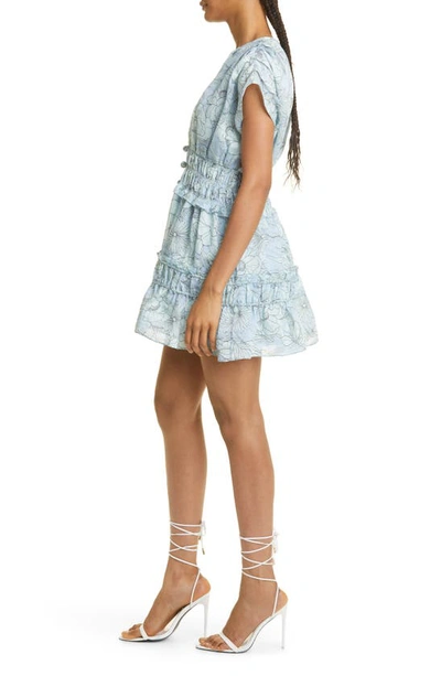 Shop Alexis Ruth Floral Smocked Waist Minidress In Blue Bloom