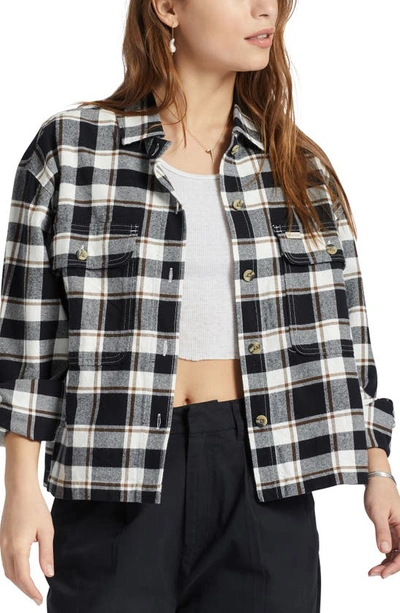 Shop Brixton Bowery Plaid Cotton Flannel Button-up Shirt In Black/ Offwhite