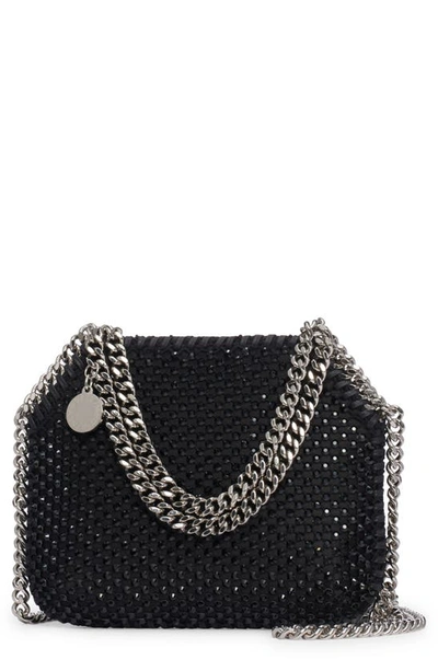Shop Stella Mccartney Falabella Mini Crystal Shoulder Bag In 1000 Black