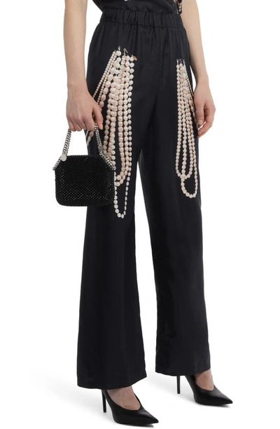 Shop Stella Mccartney Falabella Mini Crystal Shoulder Bag In 1000 Black
