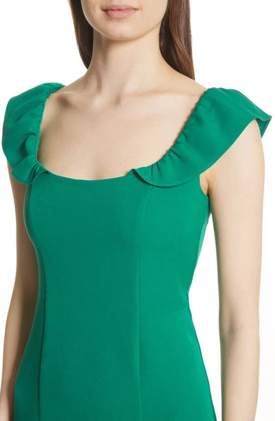 Shop Milly Savannah Ruffle Stretch Crepe Minidress In Emerald