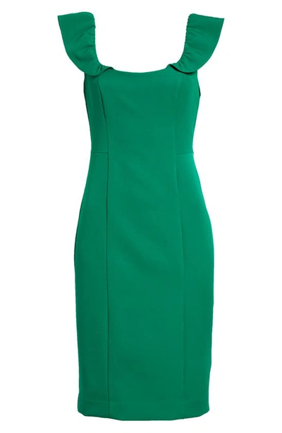 Shop Milly Savannah Ruffle Stretch Crepe Minidress In Emerald