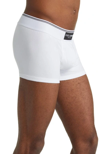 Shop Dolce & Gabbana Regular Stretch Cotton Boxer Briefs In White