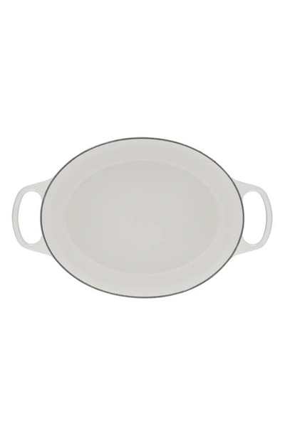 Shop Le Creuset Signature 6.75-quart Oval Enamel Cast Iron French/dutch Oven With Lid In White Marble