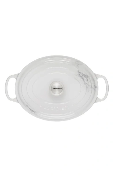 Shop Le Creuset Signature 6.75-quart Oval Enamel Cast Iron French/dutch Oven With Lid In White Marble