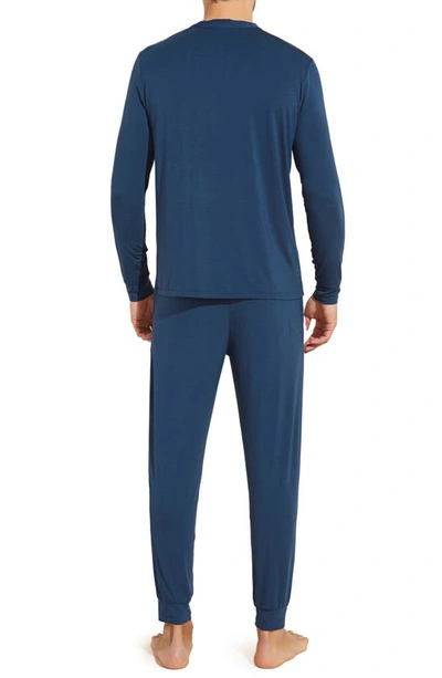 Shop Eberjey Henry Jersey Knit Pajamas In Indigo Blue