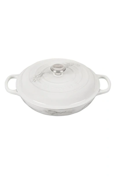 Shop Le Creuset Signature 3.5-quart Enameled Cast Iron Braiser In White Marble