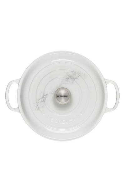 Shop Le Creuset Signature 3.5-quart Enameled Cast Iron Braiser In White Marble