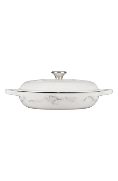Le Creuset Signature 3.5-quart Enameled Cast Iron Braiser In White Marble