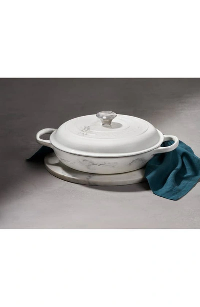 Shop Le Creuset Signature 3.5-quart Enameled Cast Iron Braiser In White Marble