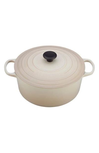 Shop Le Creuset Signature 4.5-quart Round Enamel Cast Iron Dutch Oven In White Marble