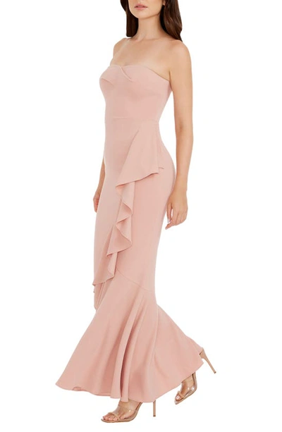 Dress The Population Paris Ruffle Strapless Mermaid Gown In Blush