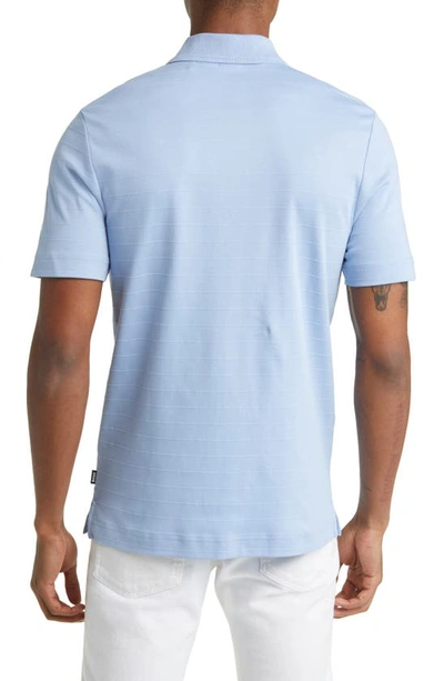 Shop Hugo Boss Piket Ribbed Polo In Open Blue