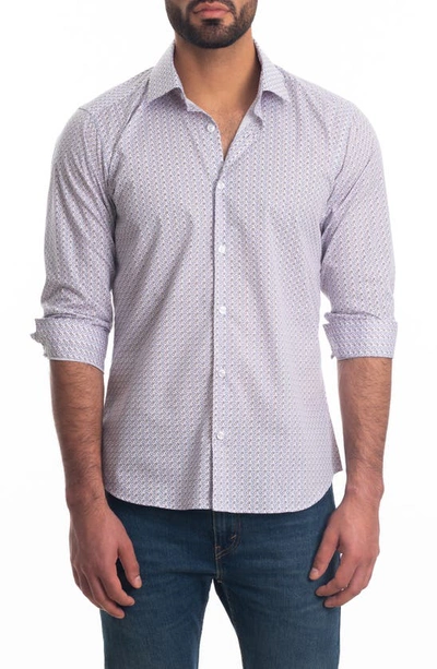 Shop Jared Lang Trim Fit Cotton Button-up Shirt In White Print
