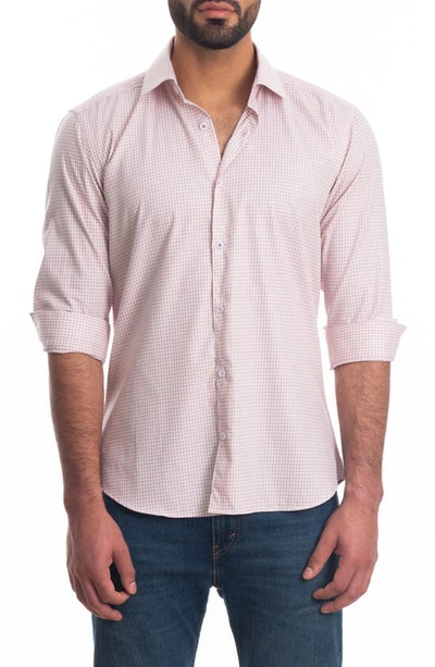 Shop Jared Lang Trim Fit Check Cotton Button-up Shirt In White N Light Pink