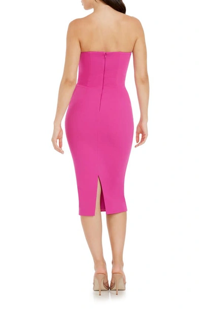 Dress The Population Erica Strapless Cocktail Sheath Dress In Bright Fuchsia