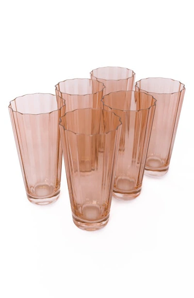 Shop Estelle Colored Glass Sunday Set Of 6 Highball Glasses In Blush Pink