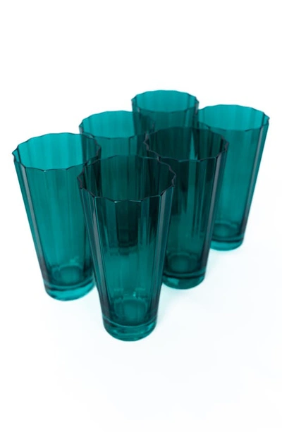 Shop Estelle Colored Glass Sunday Set Of 6 Highball Glasses In Emerald Green