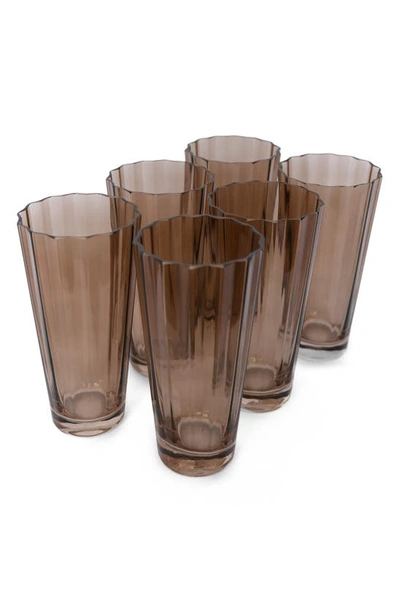 Shop Estelle Colored Glass Sunday Set Of 6 Highball Glasses In Amber Smoke
