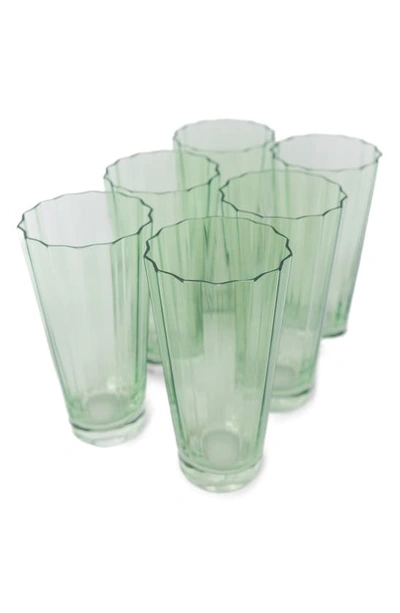 Shop Estelle Colored Glass Sunday Set Of 6 Highball Glasses In Mint Green