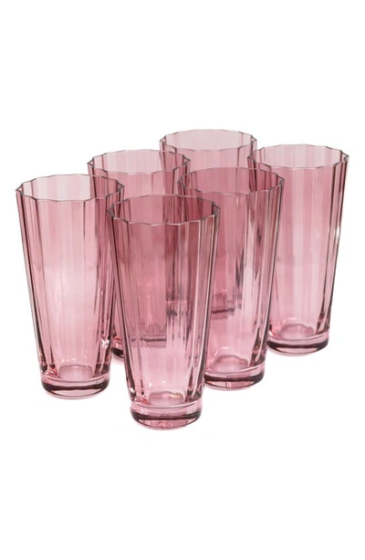 Shop Estelle Colored Glass Sunday Set Of 6 Highball Glasses In Rose