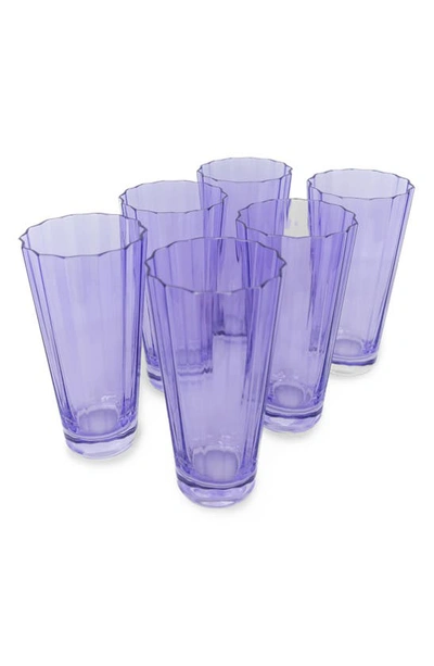 Shop Estelle Colored Glass Sunday Set Of 6 Highball Glasses In Lavender