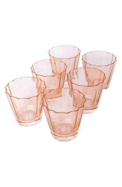 Shop Estelle Colored Glass Sunday Set Of 6 Lowball Glasses In Blush Pink
