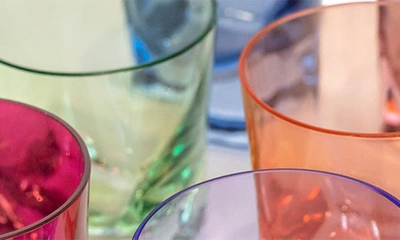 Shop Estelle Colored Glass Set Of 6 Shot Glasses In Orange/ Blue Mixed